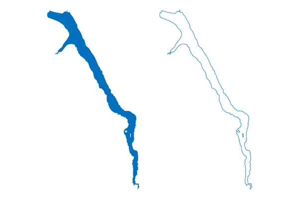 Векторная Иллюстрация Карты Озера Тиння Королевство Норвегия Каракульный Эскиз Карты — стоковый вектор