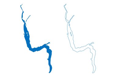 Lake Wakatipu (New Zealand, Oceania, South Island) map vector illustration, scribble sketch Whakatipu Waimaori map