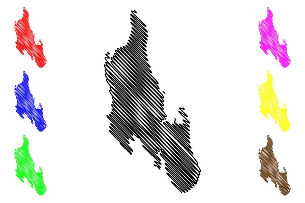 Isla Zanzíbar República Unida Tanzania Archipiélago Zanzíbar Mapa Vector Ilustración — Vector de stock
