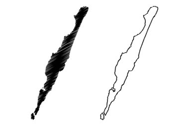 Sainte-Marie Adası (Madagaskar Cumhuriyeti) harita vektör illüstrasyonu, çizim Ile Sainte Marie veya Meraklı Boraha haritası