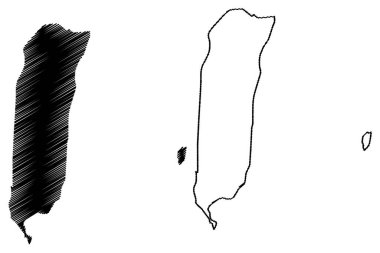 Mukawwar ve Mayetib Adası (Sudan Cumhuriyeti, Kızıldeniz) harita vektör çizimi, çizim haritası