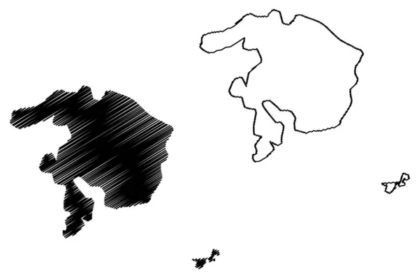 Wyspa Madeleine Republika Senegalu Mapa Wektor Ilustracja Skecz Bazgroły Iles — Wektor stockowy