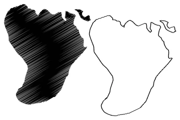 Острів Манда Республіка Кенія Індійський Океан Картографічна Векторна Ілюстрація Скетч — стоковий вектор