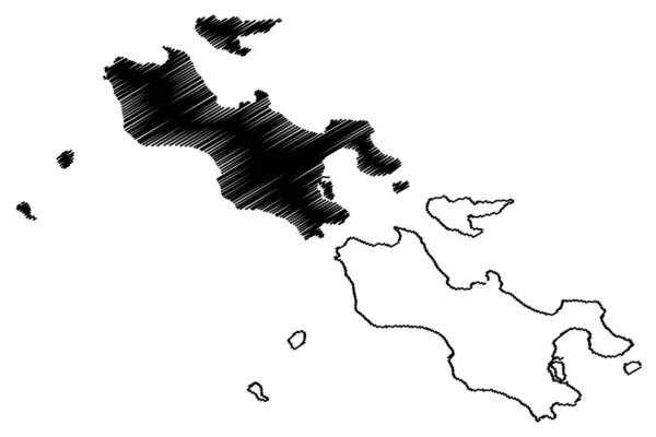 Wyspa Praslin Republika Seszeli Ocean Indyjski Wyspy Wewnętrzne Mapa Wektor — Wektor stockowy