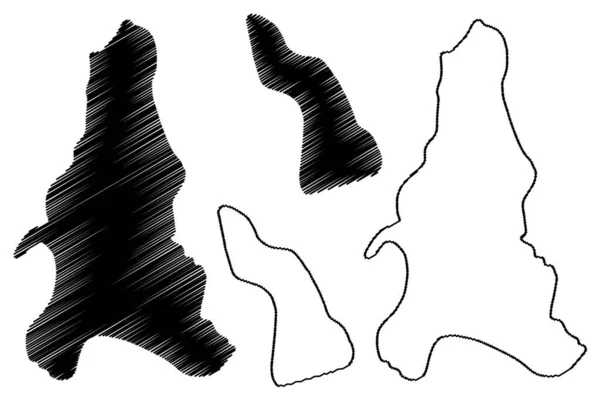 Elobey Grande Und Elobey Chico Insel Republik Äquatorialguinea Kartenvektorillustration Kritzelskizze — Stockvektor