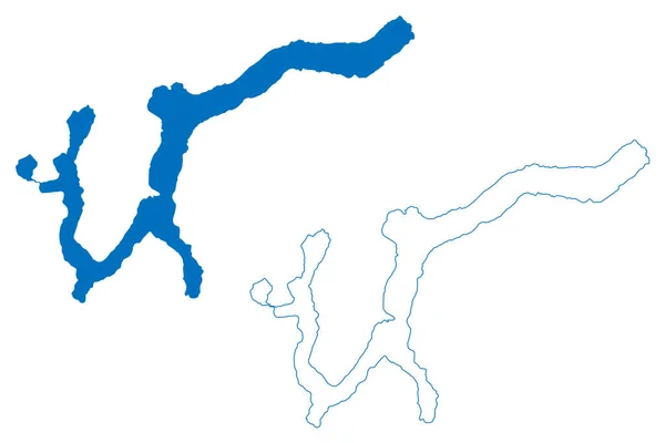 Lake Lugano Italian Republic Italy Switzerland Swiss Confederation Map Vector — Stock vektor