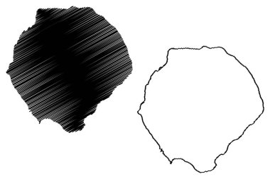 Tristan da Cunha Adası (Büyük Britanya ve Kuzey İrlanda Birleşik Krallığı, Saint Helena, Ascension ve Tristan da Cunha 'nın kurucu parçası) harita vektör çizimi, çizim çizimi Tristan haritası