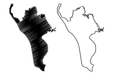 Baleshare Adası (Büyük Britanya Birleşik Krallığı ve Kuzey İrlanda, İskoçya, Dış Hebridler) harita vektör çizimi, çizim çizimi