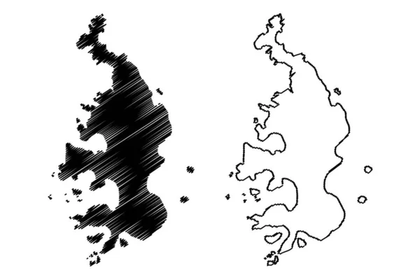 ブライアー島 イギリス 北アイルランド イギリス 地図ベクトル図 スケッチブルなスケッチブライアー島地図 — ストックベクタ