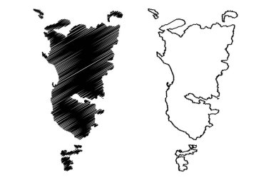 Eriskay island (United Kingdom of Great Britain and Northern Ireland, Scotland, Outer Hebrides) map vector illustration, scribble sketch  map