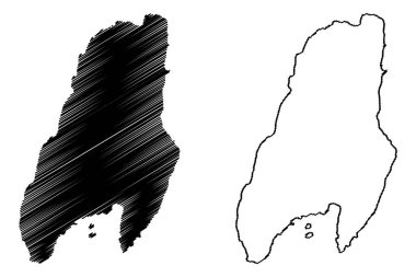 Büyük Cumbrae Adası (İngiltere Birleşik Krallığı ve Kuzey İrlanda, İskoçya) harita vektör çizimi, çizim haritası Cumbrae Adası