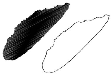 Martı Adası (İngiltere Birleşik Krallığı ve Kuzey İrlanda, Galler, Anglesey) harita vektör çizimi, Priestholm Adası veya Ynys Seiriol haritası