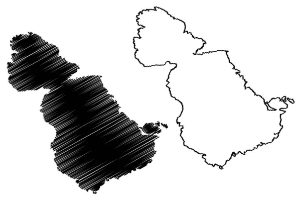 穆萨岛 大不列颠及北爱尔兰联合王国 苏格兰 设得兰群岛 地图矢量图解 毛笔画的莫西岛地图 — 图库矢量图片