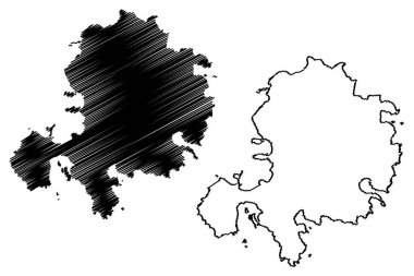 St Marys Adası (Büyük Britanya Birleşik Krallığı ve Kuzey İrlanda, İngiltere, Scilly Adaları) harita vektör çizimi, Aziz Mary 'nin harita çizimi