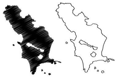 Tresco Adası (Büyük Britanya Birleşik Krallığı ve Kuzey İrlanda, İngiltere, Scilly Adaları) harita vektör çizimi, Enys Skaw haritasının çizim adası