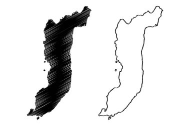 Trondra adası (Büyük Britanya Birleşik Krallığı ve Kuzey İrlanda, İskoçya, Shetland adaları) harita vektör çizimi, Trondra haritasının çizim adası