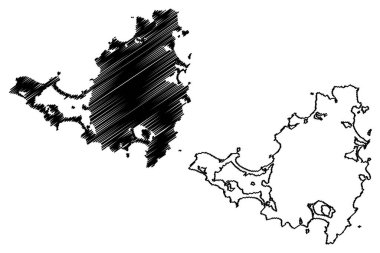 Saint Martin Adası (Fransa Cumhuriyeti, Hollanda Krallığı, Cenrtal Amerika, Karayip adaları) harita vektör çizimi, karalama çizimi Sint Maarten haritası