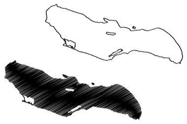 Saona adası (Dominik Cumhuriyeti, Cenrtal Amerika, Karayip adaları) harita vektör çizimi, çizim Isla Saona haritası