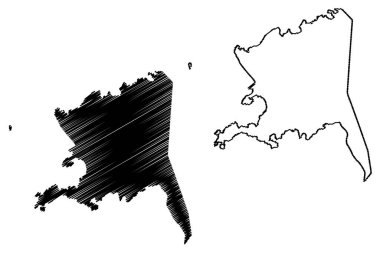 Carnac adaları (Batı Avustralya, Avustralya Cumhuriyeti, Hint Okyanusu) harita vektör çizimi, çizim çizimi Ngoorloormayup haritası