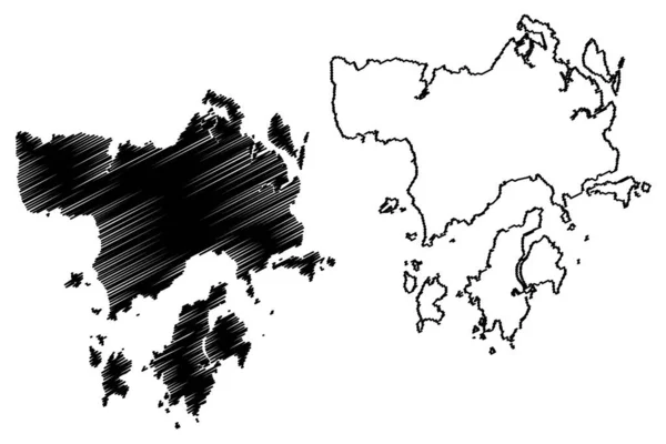 Langkawi Islands Malaysia Indian Ocean Map Vector Illustration Scribble Sketch — Vector de stock