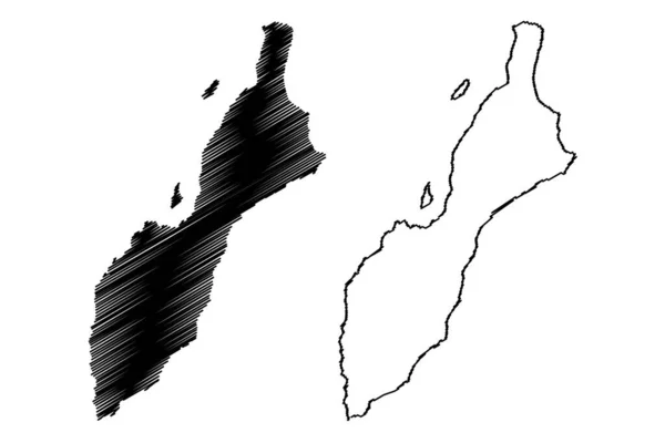 Masiraa Island Sultanate Oman Indian Ocean Map Vector Illustration Scribble — 스톡 벡터