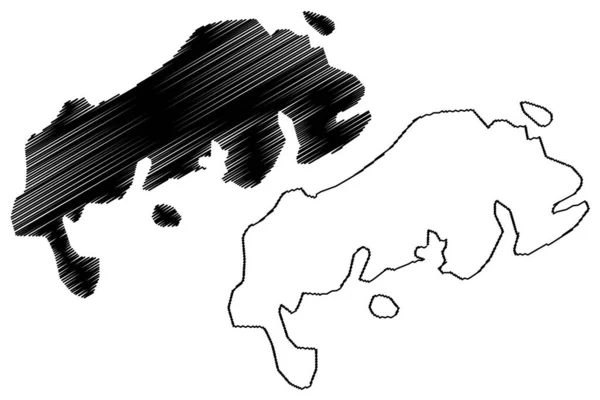 パテ島 ケニア共和国 インド洋 ラム諸島 地図ベクトル図 スケッチマップ — ストックベクタ