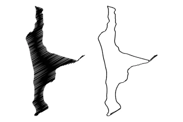 企鹅岛 西澳大利亚 澳大利亚联邦 印度洋 地图矢量图解 笔画企鹅图 — 图库矢量图片