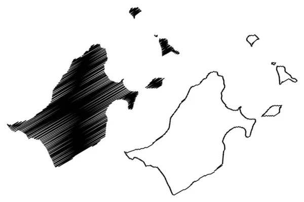 迷迭香岛 西澳大利亚 澳大利亚联邦 印度洋 丹皮尔群岛 地图矢量图解 速写草图迷迭香地图 — 图库矢量图片