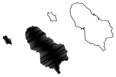 Hachijo-jima Adası (Japonya, Doğu Asya, Japon takımadaları, Izu Adaları) harita vektör çizimi, karalama çizimi Hachijojima haritası