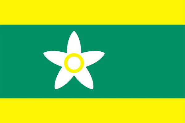 Flagga Ehime Län Japan Vektor Vit Satsuma Blomma — Stock vektor
