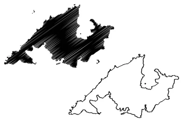 安土大島 東アジア 日本列島 地図ベクトル図 スケッチブルスケッチ安土大島地図 — ストックベクタ