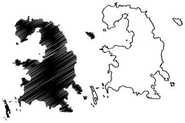 Chichijima Adası (Japonya, Doğu Asya, Japon takımadaları, Ogasawara Adaları) harita vektör çizimi, karalama çizimi Peel haritası