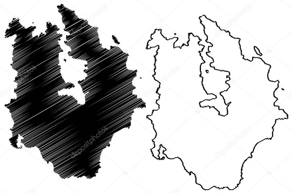 Hisaka island (Japan, East Asia, Japanese archipelago, Goto Islands) map vector illustration, scribble sketch Hisaka map