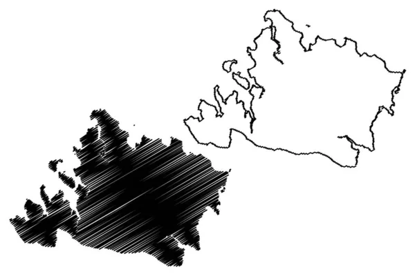 Iriomote Insel Japan Ostasien Japanische Inselgruppe Yaeyama Inseln Kartenvektorillustration Kritzelskizze — Stockvektor
