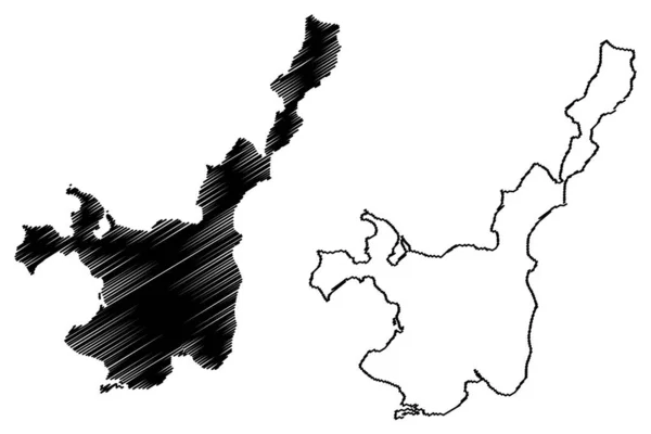 石垣島 東アジア 日本列島 八重山諸島 地図ベクトル図 スケッチブルスケッチ石垣島地図 — ストックベクタ
