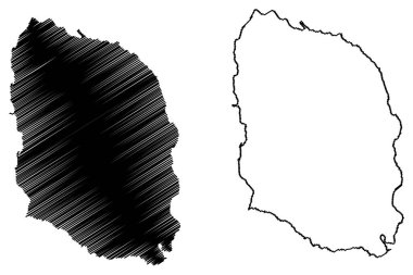 Izu Oshima Adası (Japonya, Doğu Asya, Japon takımadaları, Amami Adaları) harita vektör çizimi, karalama çizimi Izu Oshima haritası