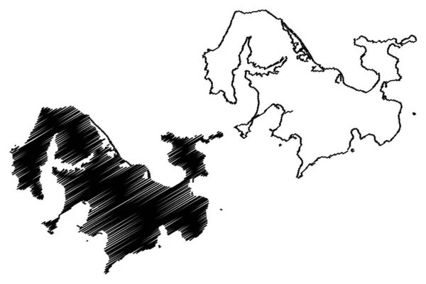 上小式島 東アジア 日本列島 小式島 地図ベクトル図 スケッチブルスケッチ上小式島地図 — ストックベクタ