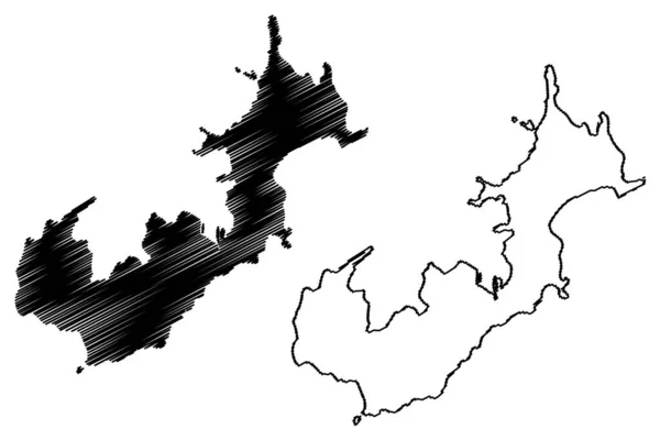 笠戸島 東アジア 日本列島 地図ベクトル図 スケッチブルスケッチ笠戸島地図 — ストックベクタ