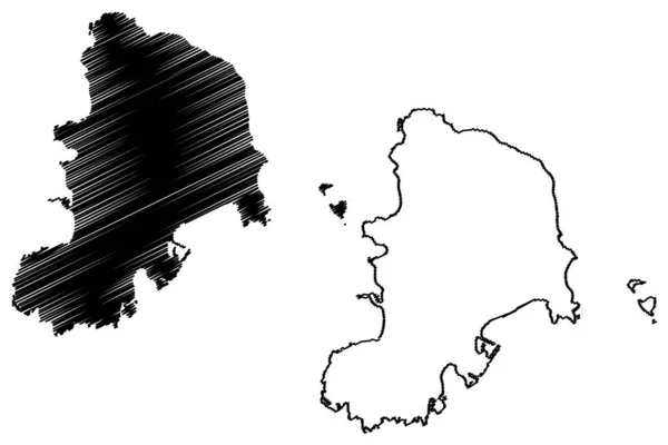 日本群岛 伊豆群岛 地图矢量图解 速写草图 — 图库矢量图片