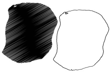 Minamidaitojima adası (Japonya, Doğu Asya, Japon takımadaları) harita vektör çizimi, çizim Minami Daito veya Minami-Daito haritası