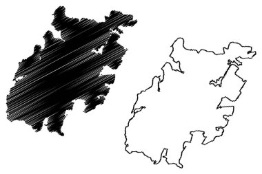 Oshima adası (Japonya, Doğu Asya, Japon takımadaları, Nagasaki) harita vektör çizimi, karalama çizimi Oshima haritası