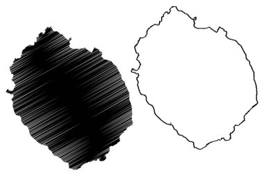 Rishiri Adası (Japonya, Doğu Asya, Japon takımadaları) harita vektör çizimi, çizim çizimi Rishiri haritası