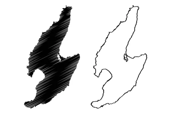 佐渡島 東アジア 日本列島 地図ベクトル図 スケッチブルスケッチ佐渡地図 — ストックベクタ