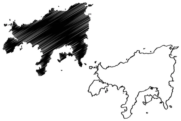 Shodoshima Adası Japonya Doğu Asya Japon Takımadaları Harita Vektör Çizimi — Stok Vektör