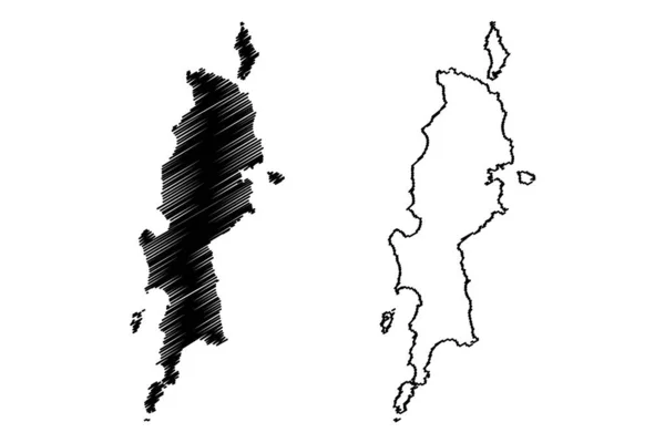 동아시아 스케치 Tugaifigai Map — 스톡 벡터