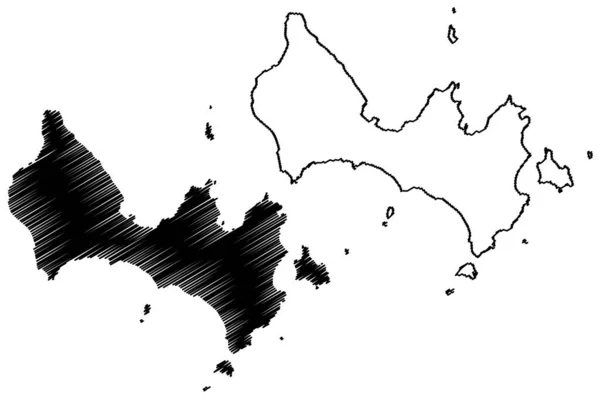 ウケ島 東アジア 日本列島 奄美諸島 地図ベクトル図 スケッチブルスケッチウケ島地図 — ストックベクタ