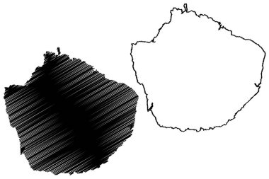 Yakushima Adası (Japonya, Doğu Asya, Japon takımadaları, Osumi Adaları) harita vektör çizimi, karalama çizimi Yakushima haritası