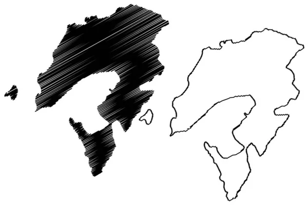 Alimia岛 希腊共和国 希腊岛屿 地图矢量图解 速写草图Alimnia Eulimna或Evlimnia地图 — 图库矢量图片