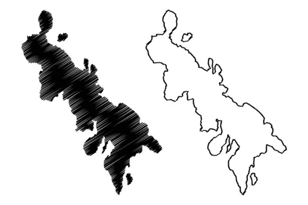 アルコイ島 ギリシャ共和国 ギリシャ島 ドデカネス諸島 地図ベクトル図 スケッチブック Arkioi Map — ストックベクタ