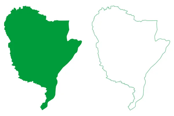 Potiretama市 塞阿拉州 巴西市 巴西联邦共和国 地图矢量图解 笔迹草图 — 图库矢量图片